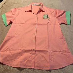 Alpha Kappa Alpha Crest Woven Pink shirt.